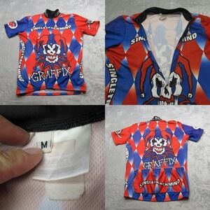 Pace Cycling Jersey Men Medium Blue Singletrackmind Graffix Short Sleeve 1/2 Zip